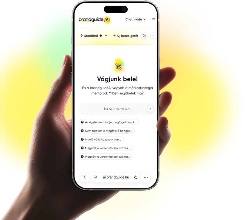 BrandguideAI alkalmazás előnézet mobilon